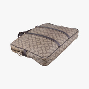 Secondhand Gucci GG plus GG Supreme Briefcase Brown PVC coated canvasxLeather 201480 handbag | stylenewstar