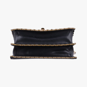 Pre-owned Fendi Studded Kan I Black Leather 8M0381 shoulderbag | stylenewstar