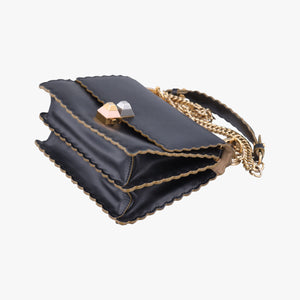 Pre-owned Fendi Studded Kan I Black Leather 8M0381 shoulderbag | stylenewstar