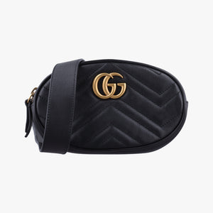 Secondhand Gucci GG Marmont Black Leather 476434 bum bag/waist bag | stylenewstar