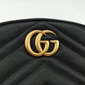 Secondhand Gucci GG Marmont Black Leather 476434 bum bag/waist bag | stylenewstar