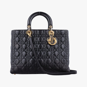 Secondhand Christian Dior Lady Dior Black lambskin shoulderbag | stylenewstar