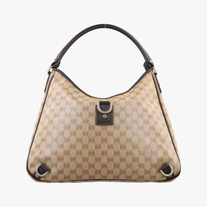 Pre-owned Gucci GG Crystal Abbey Hobo Beige PVC coated canvas×leather 268636 handbag | stylenewstar