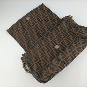 Pre-owned Fendi Mia Flap Brown Jacquard 8BT163 shoulderbag | stylenewstar