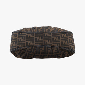 Pre-owned Fendi Mia Flap Brown Jacquard 8BT163 shoulderbag | stylenewstar