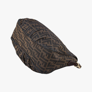 Pre-owned Fendi Mia Flap Brown Jacquard 8BT163 shoulderbag | stylenewstar