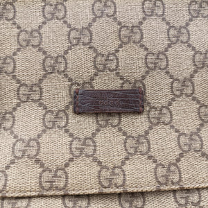 Vintage Gucci GG Supreme Double Buckle Beige × Dark Brown PVC coated canvas 122373 214397 shoulderbag | stylenewstar
