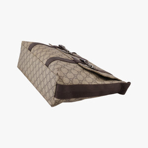 Vintage Gucci GG Supreme Double Buckle Beige × Dark Brown PVC coated canvas 122373 214397 shoulderbag | stylenewstar