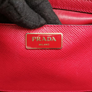 Pre-owned Prada Bicolor Cuir Double Red SAFFIANO Leather shoulderbag | stylenewstar