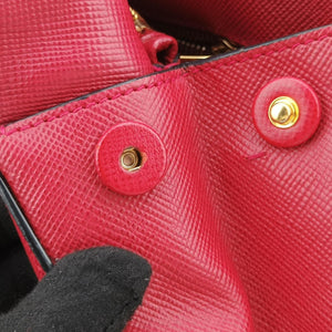 Pre-owned Prada Bicolor Cuir Double Red SAFFIANO Leather shoulderbag | stylenewstar