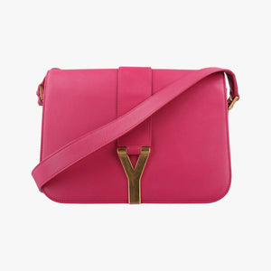 Pre-owned Yves Saint Laurent Y Ligne Rose Leather 311214 shoulderbag | stylenewstar