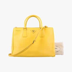 Pre-owned Prada Galleria Yellow SAFFIANO Leather BN2274 shoulderbag | stylenewstar