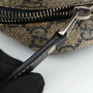 Pre-owned Gucci Diamante Beige×Black PVC coated canvas x Leather 208463 shoulderbag | stylenewstar