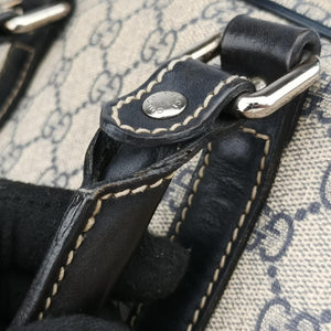 Pre-owned Gucci Diamante Beige×Black PVC coated canvas x Leather 208463 shoulderbag | stylenewstar