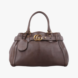 Pre-owned Gucci GG Running Camel Leather 247183 handbag | stylenewstar