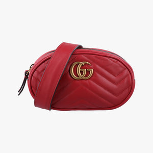 Pre-owned Gucci GG Marmont Red Leather 476434 bum bag/waist bag | stylenewstar