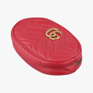 Pre-owned Gucci GG Marmont Red Leather 476434 bum bag/waist bag | stylenewstar