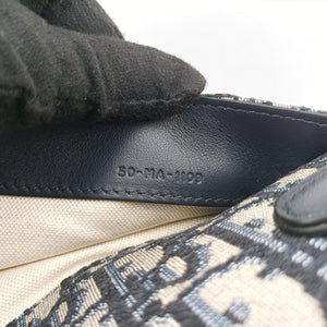 Pre-owned Christian Dior Saddlebags Gray×Navy Jacquard×Leather bum bag/waist bag | stylenewstar