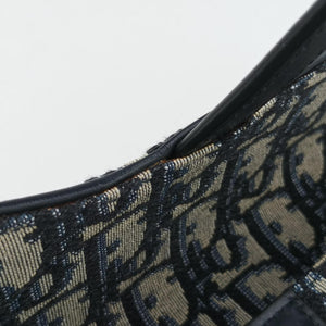 Pre-owned Christian Dior Saddlebags Gray×Navy Jacquard×Leather bum bag/waist bag | stylenewstar