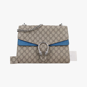 Pre-owned Gucci Dionysus beige×blue PVC coated canvas × suede 403348 shoulderbag | stylenewstar