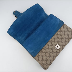 Pre-owned Gucci Dionysus beige×blue PVC coated canvas × suede 403348 shoulderbag | stylenewstar