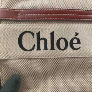 Pre-owned Chloe Woody Beige×Brown×Black canvas handbag | stylenewstar