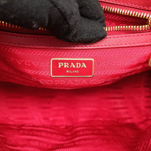 Pre-owned Prada Galleria Red SAFFIANO Leather BN1786 shoulderbag | stylenewstar