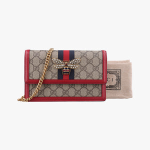 Pre-owned Gucci Queen Margaret beige×red×multi PVC coated canvas×Leather 476079 shoulderbag | stylenewstar
