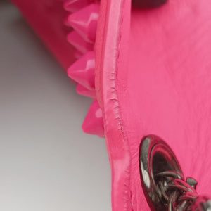 Pre-owned Christian Louboutin Sweet Charity Scarabe Spike Pink Leather shoulderbag | stylenewstar