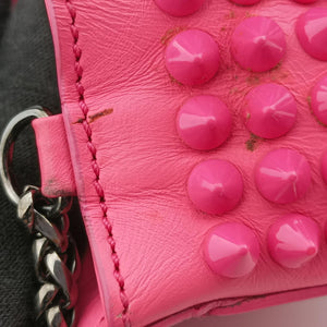 Pre-owned Christian Louboutin Sweet Charity Scarabe Spike Pink Leather shoulderbag | stylenewstar