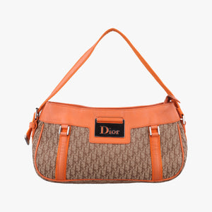 Secondhand Christian Dior Street Chic Trotter Orange×Beige Canvas×Leather handbag | stylenewstar