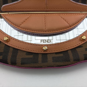 Pre-owned Fendi Zucca Vanity Mirror beige×Brown×purple canvas×leather 8BN133 shoulderbag | stylenewstar