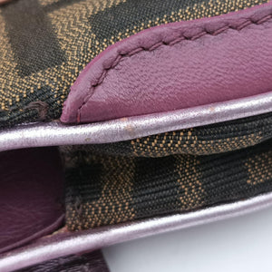 Pre-owned Fendi Zucca Vanity Mirror beige×Brown×purple canvas×leather 8BN133 shoulderbag | stylenewstar