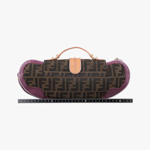 Pre-owned Fendi Zucca Vanity Mirror beige×Brown×purple canvas×leather 8BN133 shoulderbag | stylenewstar
