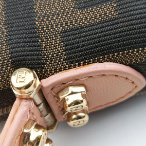 Pre-owned Fendi Zucca Vanity Mirror beige×Brown×purple canvas×leather 8BN133 shoulderbag | stylenewstar