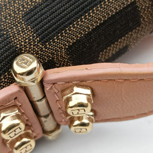 Pre-owned Fendi Zucca Vanity Mirror beige×Brown×purple canvas×leather 8BN133 shoulderbag | stylenewstar