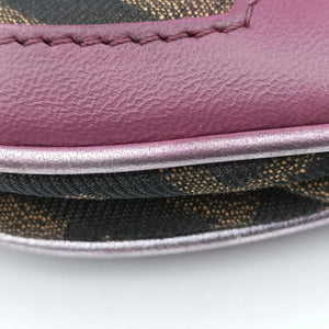 Pre-owned Fendi Zucca Vanity Mirror beige×Brown×purple canvas×leather 8BN133 shoulderbag | stylenewstar