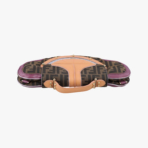 Pre-owned Fendi Zucca Vanity Mirror beige×Brown×purple canvas×leather 8BN133 shoulderbag | stylenewstar