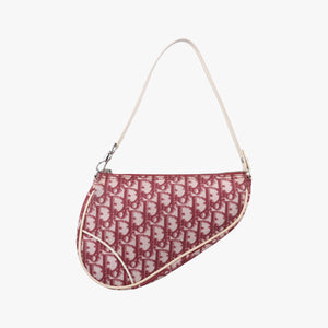 Pre-owned Christian Dior Saddle Bordeaux×White jacquard handbag | stylenewstar