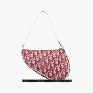 Pre-owned Christian Dior Saddle Bordeaux×White jacquard handbag | stylenewstar