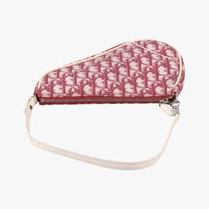 Pre-owned Christian Dior Saddle Bordeaux×White jacquard handbag | stylenewstar