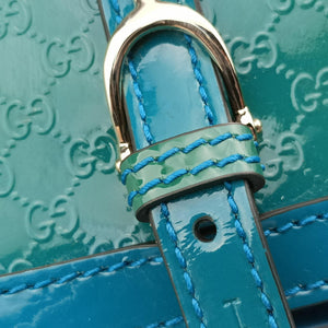 Pre-owned Gucci Microguccissima Blue Patent Leather 309613 handbag | stylenewstar