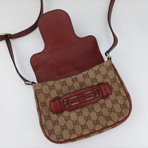Pre-owned Gucci GG Dressage Beige × Red canvas×leather 296854 shoulderbag | stylenewstar
