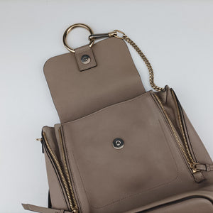 Pre-owned Chloe FAYE mini Grey Suede × leather backpack/rucksack | stylenewstar