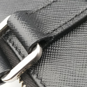 Pre-owned Prada Triangle Logo Plate Black Saffiano Leather handbag | stylenewstar