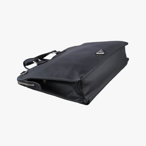 Pre-owned Prada Triangle Logo Plate Black Saffiano Leather handbag | stylenewstar