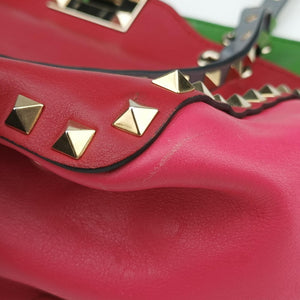 Pre-owned Valentino Rockstud Red×Green×Pink Leather shoulderbag | stylenewstar