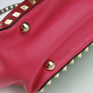 Pre-owned Valentino Rockstud Red×Green×Pink Leather shoulderbag | stylenewstar
