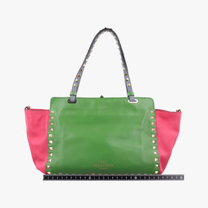 Pre-owned Valentino Rockstud Red×Green×Pink Leather shoulderbag | stylenewstar