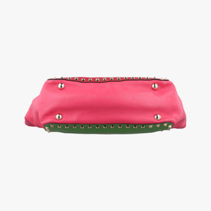 Pre-owned Valentino Rockstud Red×Green×Pink Leather shoulderbag | stylenewstar
